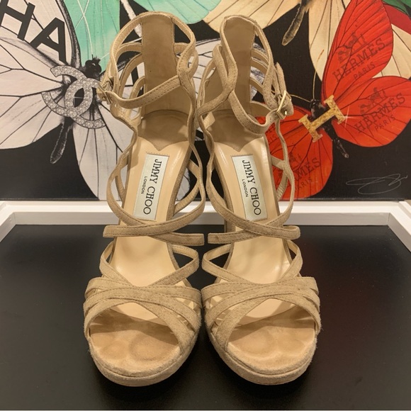 Jimmy Choo Ontario Suede Platform Heels - Picture 2 of 13